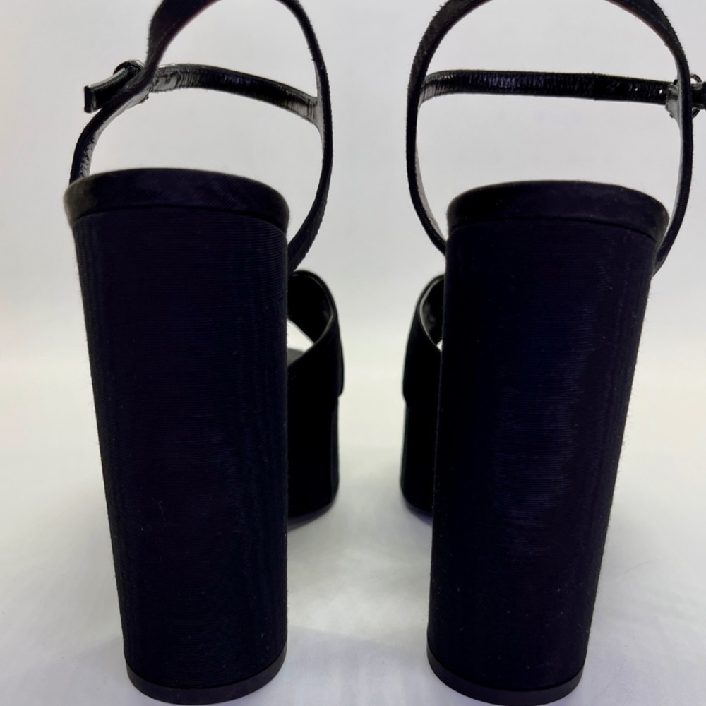 Saint Laurent Bianca Platform Sandals Size 40 US 9 Black Knotted Satin Heels NWT - Picture 4 of 6